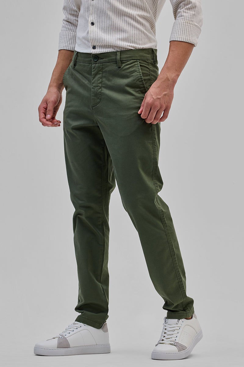 SNITCH Army Green Slim Fit Trousers - Image 3